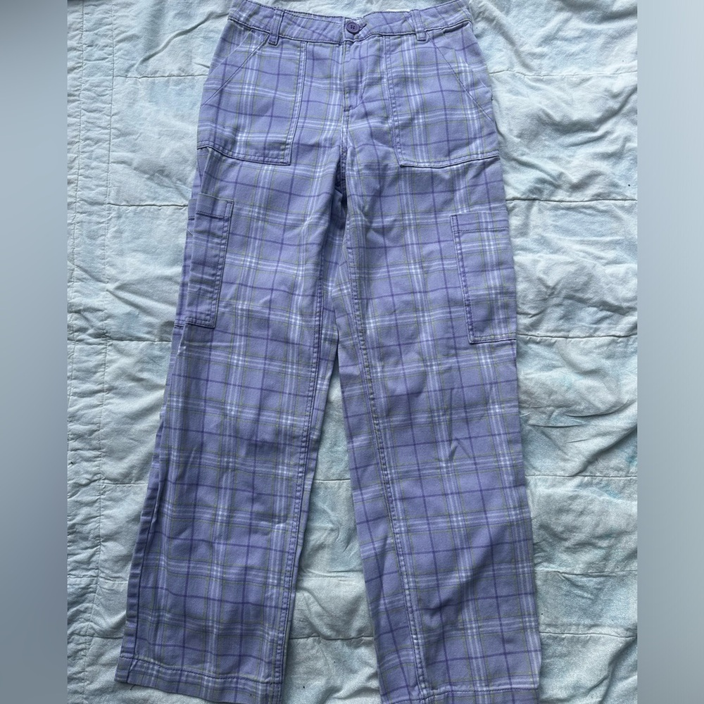 Lilac Plaid Cargo Pants Punk Style from H&M